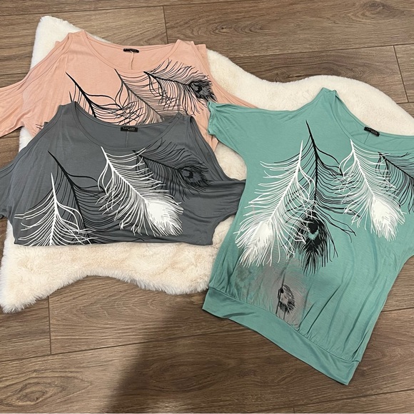 Lascana for VENUS Cold Shoulder Bundle Peacock Feather Shirts Size XS - Picture 1 of 8